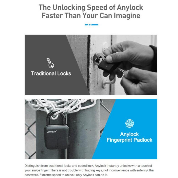 Smart Lock Waterproof L3 Fingerprint Padlock - Magic Stick